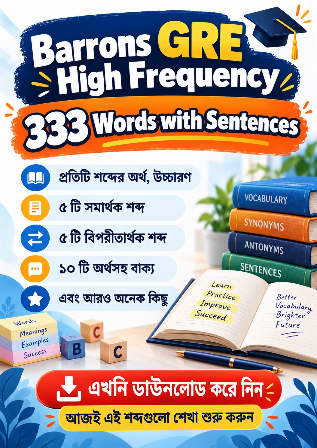 Learn Barrons GRE High Frequency 333 Words with Sentences