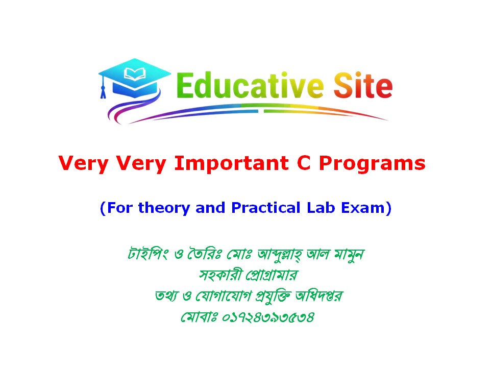 Very Very Important C Programs